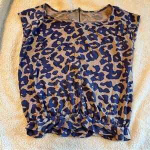 LOFT Cobalt Blue Animal Print Blouse